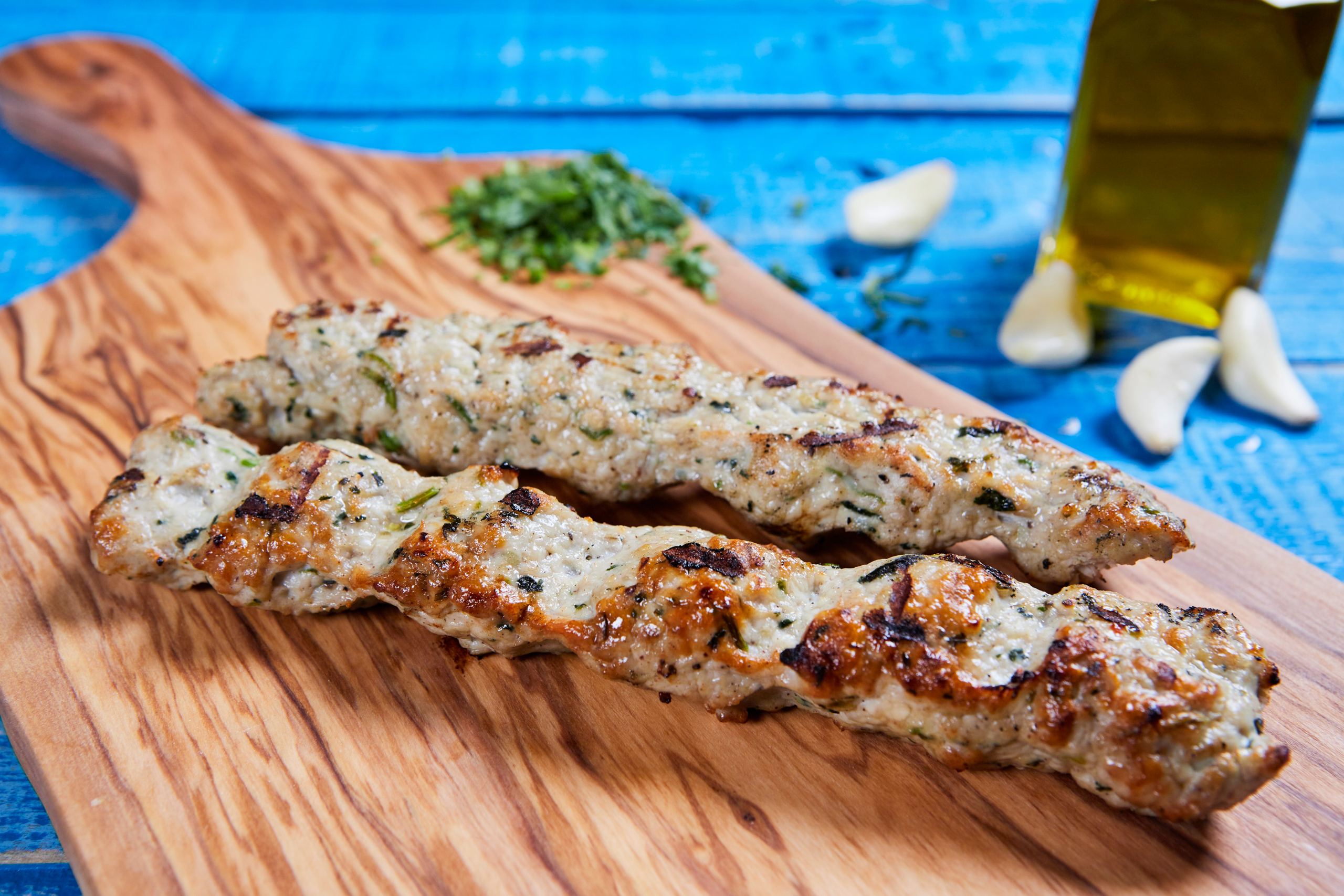 Chicken kefta kebab skewer