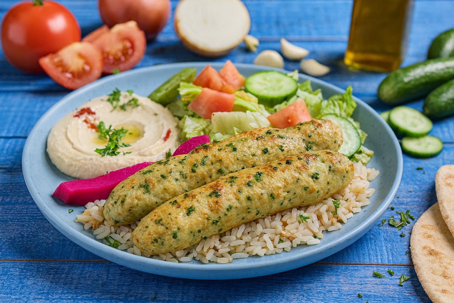 Chicken Kefta Kebab Plate