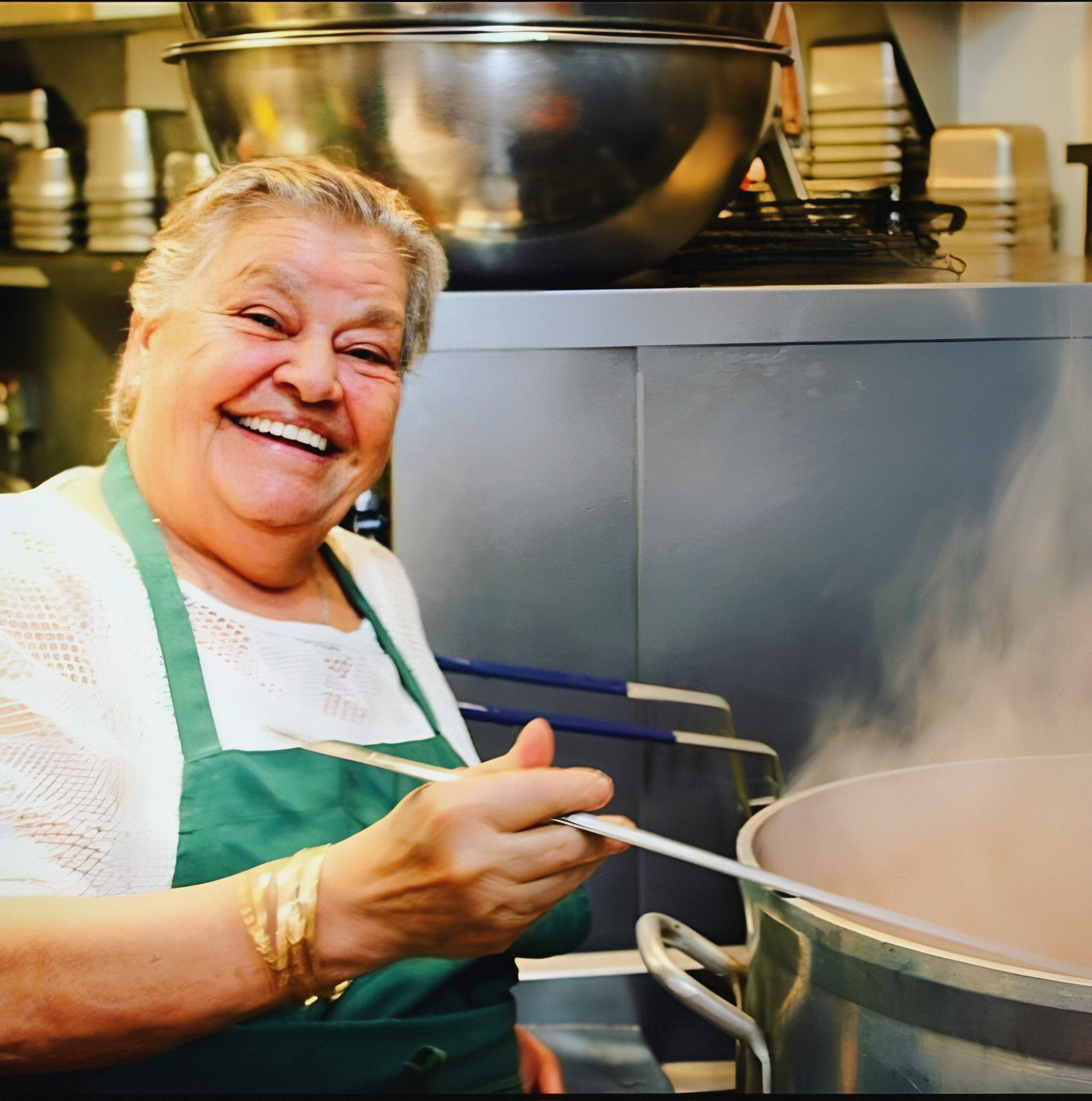 Em Tony in the Sunnin kitchen, preparing traditional Lebanese dishes