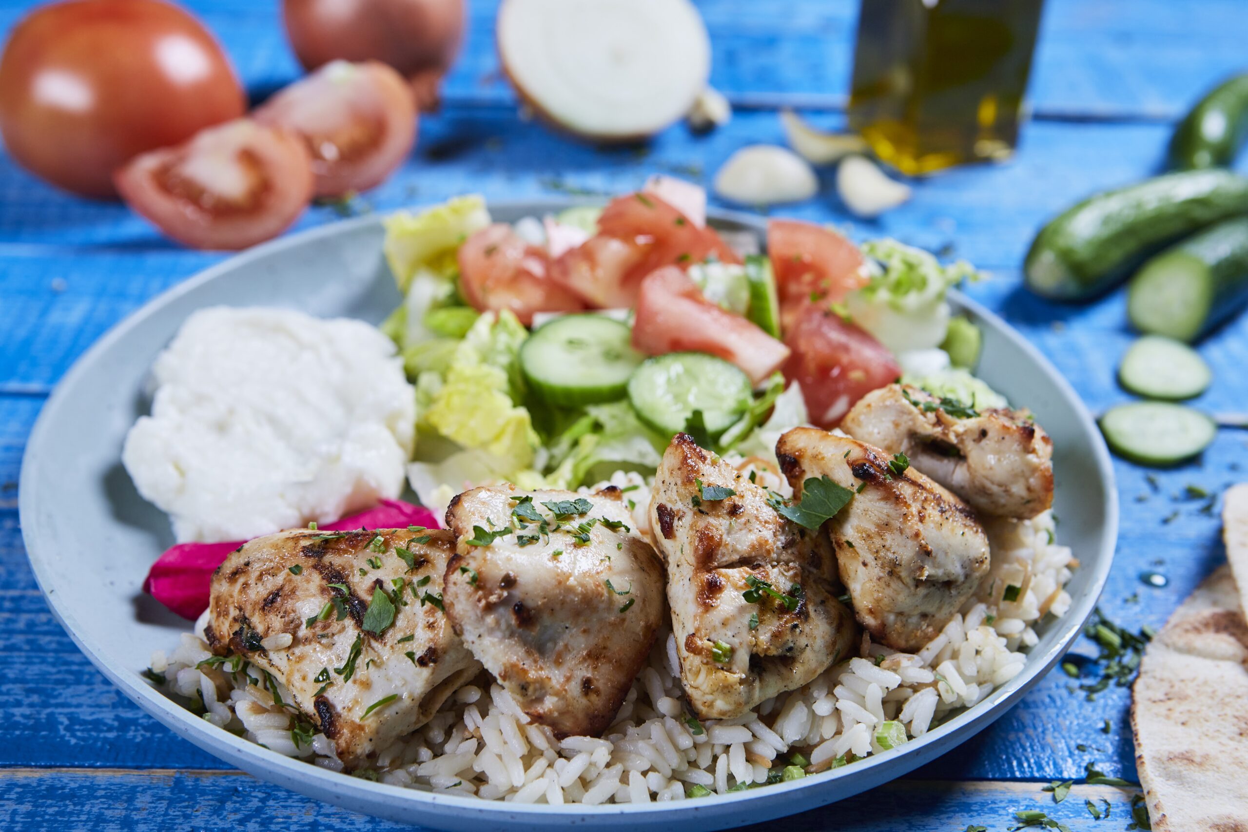 Shish Tawook (Chicken Kebab) Plate